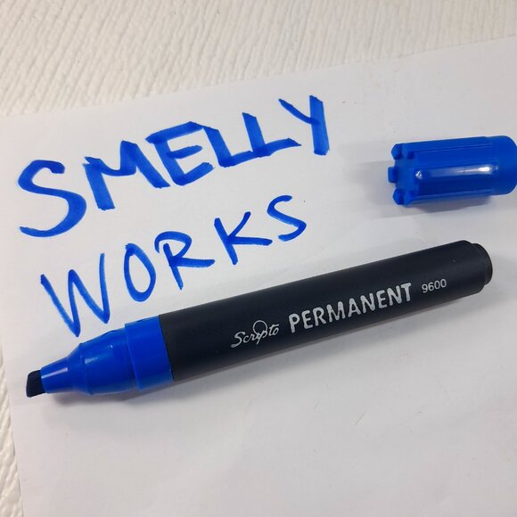 Vintage Scripto Jumbo Permanent Marker 9600 blue smelly sinky large potent WORKS - Picture 1 of 5